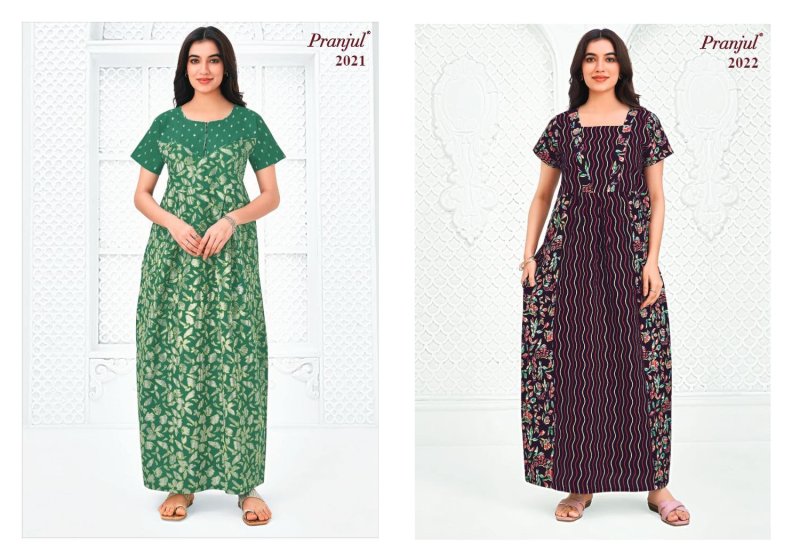 Pragati Vol 20 By Pranjul Pure Cotton Printed Nighty Gown 